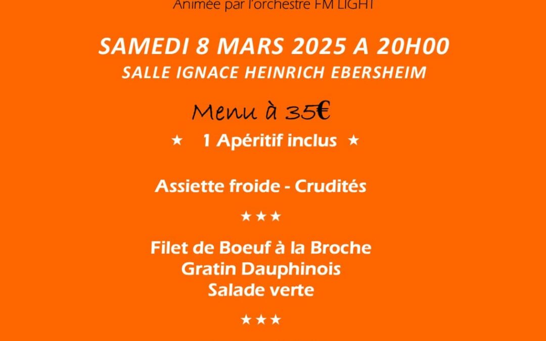 Soirée Dansante Boeuf à la broche le 8 Mars à Ebersheim