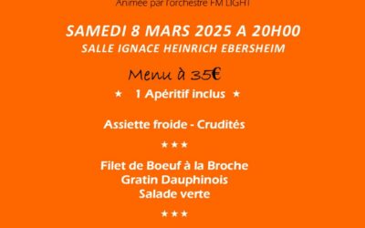 Soirée Dansante Boeuf à la broche le 8 Mars à Ebersheim